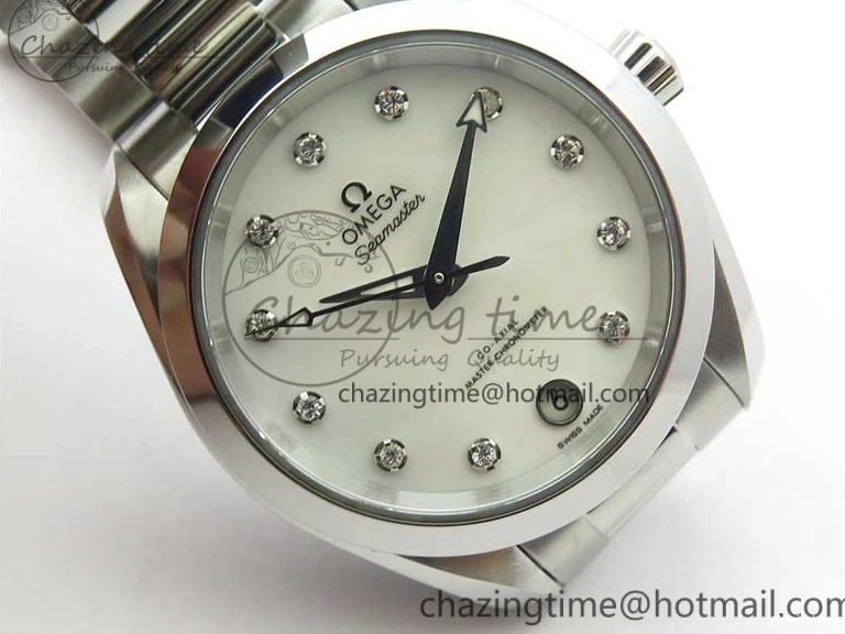 0512 Flexible Aqua Terra 150M 34mm Ladies SS VSF 1:1 Best Edition White MOP Dial Diamonds Markers on SS Bracelet A 7930